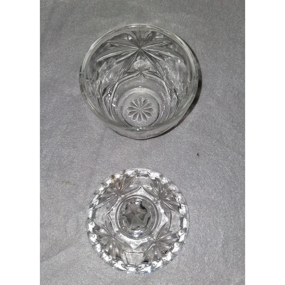 Vintage Anchor Hocking Clear  Glass‎ Star of David Sugar / Lid & Creamer